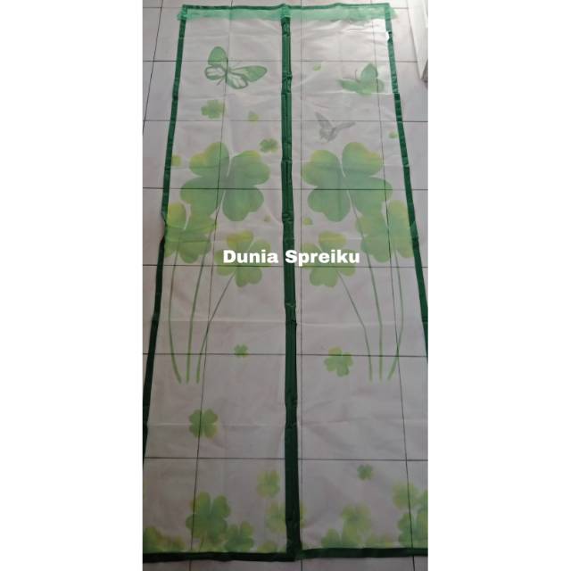 TEBAL, FULL JAHIT  Tirai Pintu Magnet Taiwan Elegan (hijau daun teratai) / Tirai Tebal / Hong Xin