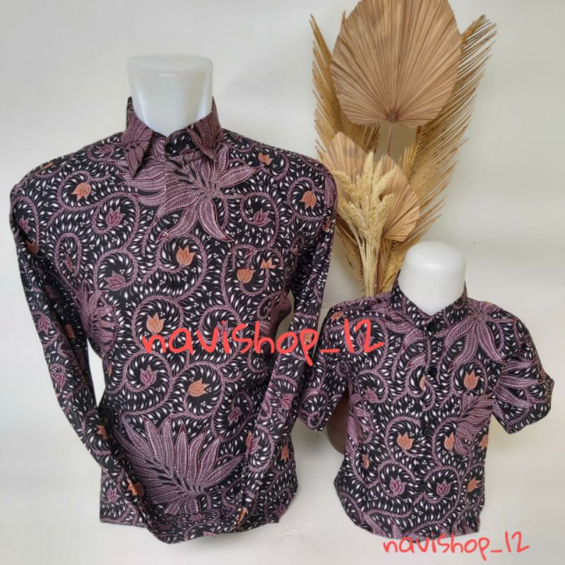 batik lilac cowok Couple Ayah/Anak,lengan panjang
