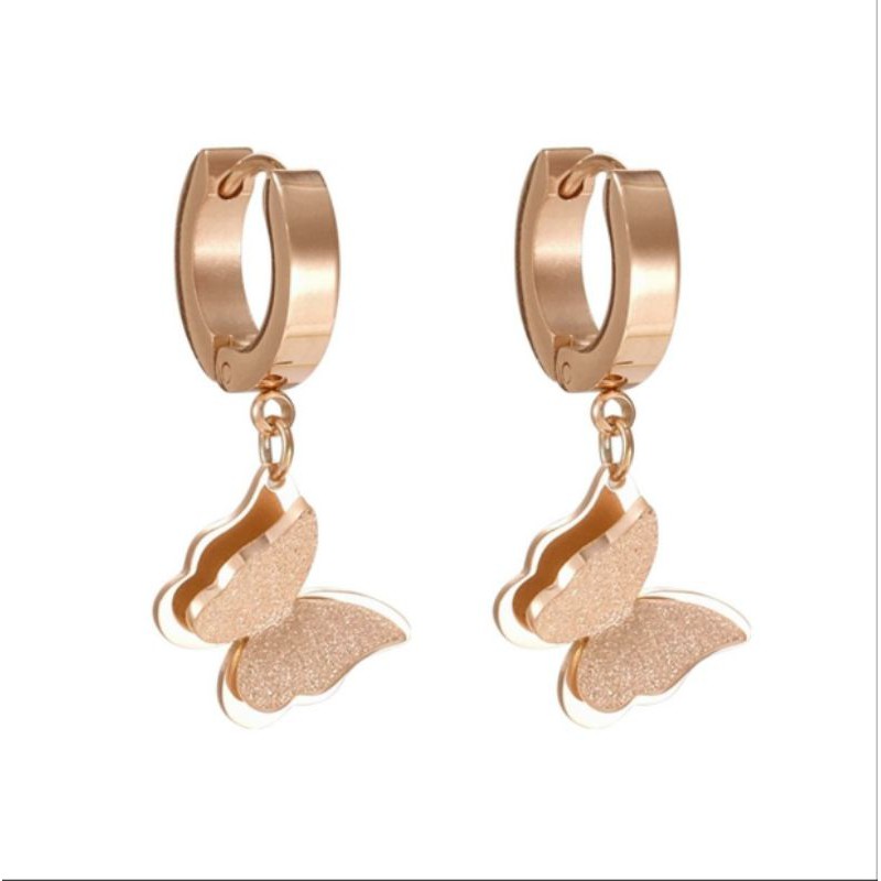 Anting titanium kupu kupu rose gold N30052000