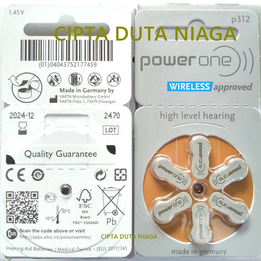 Baterai Powerone  p 312 Power One P312 high level hearing battery made in germany replacement PR41 AG3 LR41 zinc air batteries size 312 batere alat bantu dengar power one p312 baterai Alat Pendengaran batre powerone baterai 312 batre alat pendengar