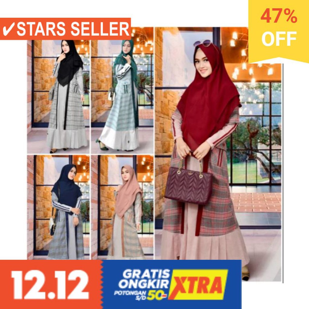 BUSANA MUSLIM PEREMPUAN FASHIONABLE CEWEK CANTIK / GAMIS WANITA MUSLIM MUSLIMAH ENDOMODA PC 58