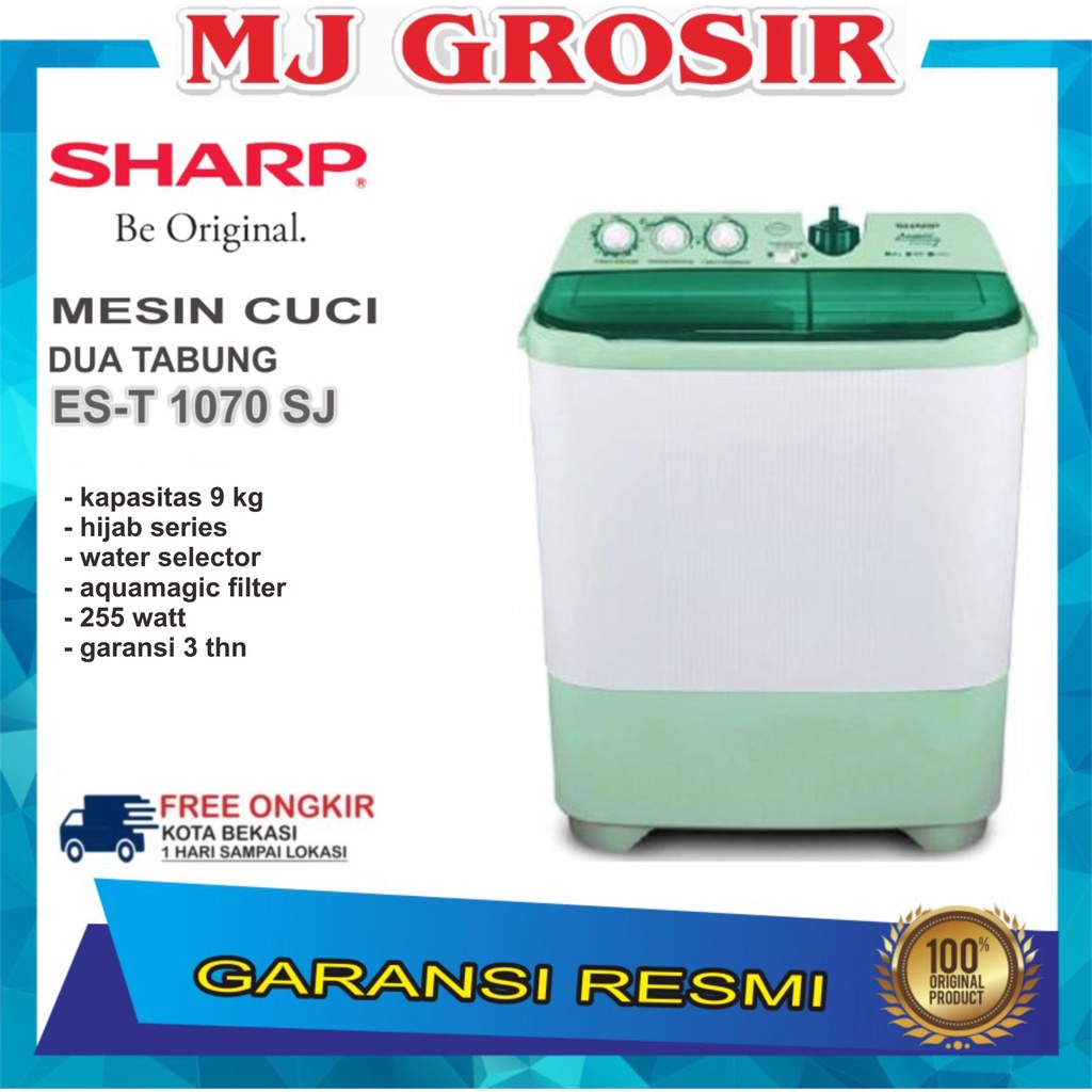 MESIN CUCI SHARP EST 1070 9 KG 2 TABUNG 1070 9KG AQUAMAGIC