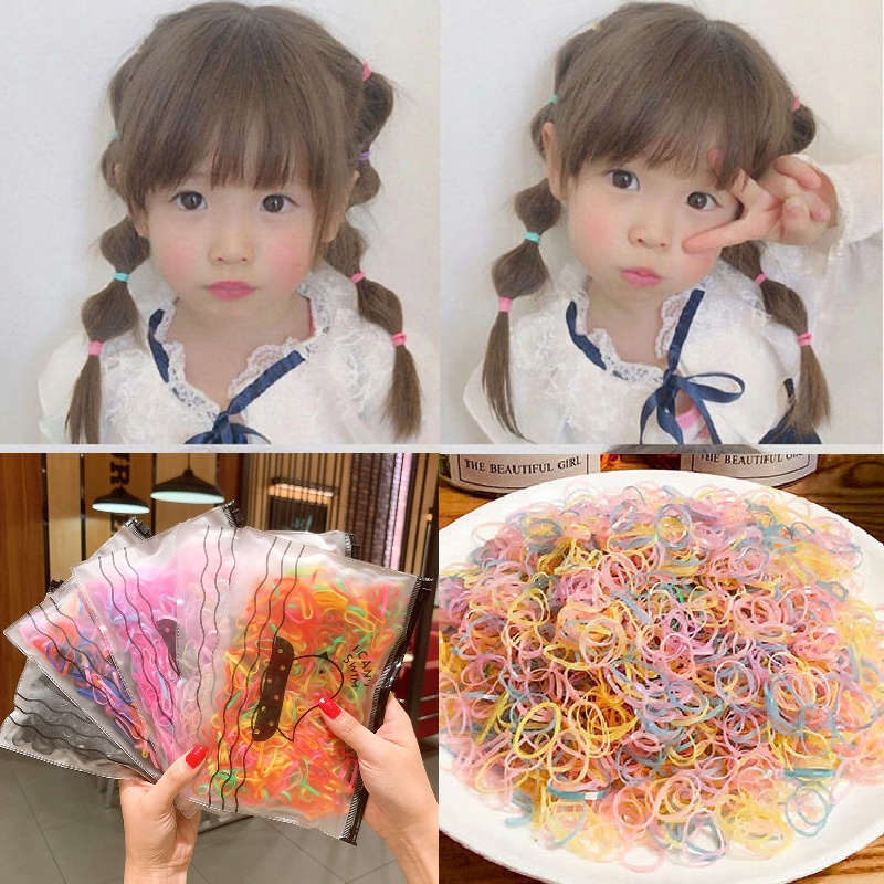 500pcs Children's Head Rope Baby Elastic Band Hair Ring Korean Hair Rope Girls