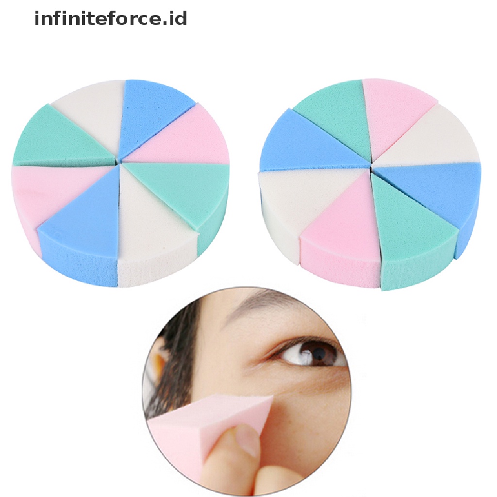 Infiniteforce.id 8pcs / Set Spons Puff Segitiga Pembersih Makeup / Kosmetik Wanita