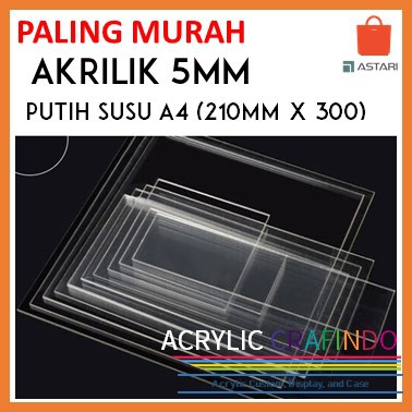 

Akrilik / acrylic Premium ASTARI 5MM Putih Susu A4 ( 210mm x 300mm )