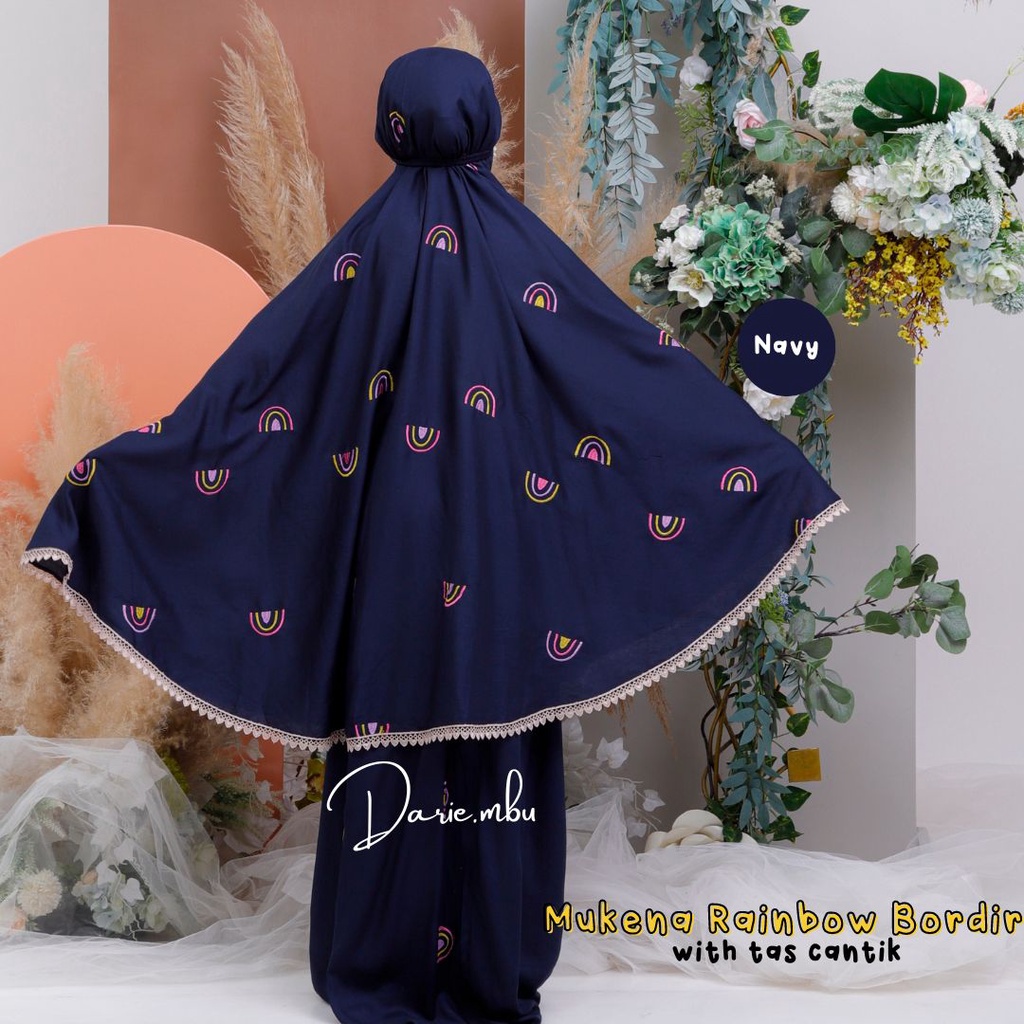 Mukena Anak Tanggung Remaja Bordir Rainbow  Tas Cantik Pelangi Katun Rayon Premium