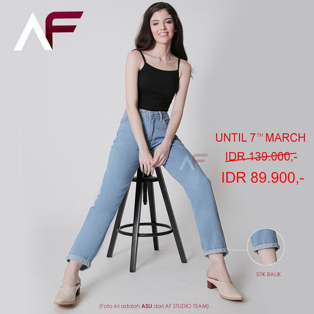 Terbaru  AF -  Highwaist Boyfriend with Cuffed ( Stik Balik )  "AF" Jeans