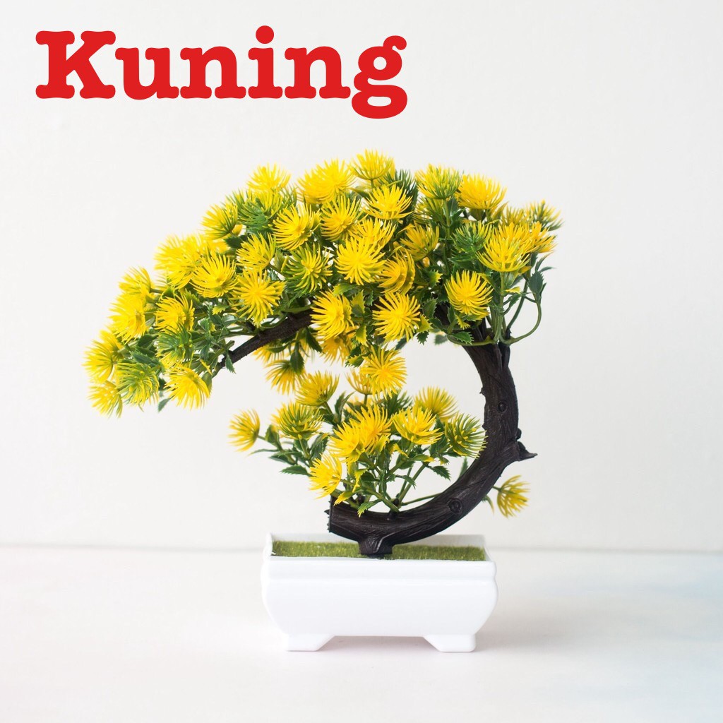 BOS235 Bunga Plastik / Pajangan Bunga Artifisial-Kuning