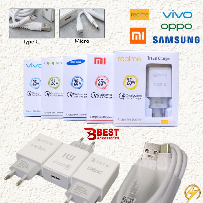 TC CHARGER BRAND AK-933 FAST CHARGING 25W QC 3.0A MICRO USB & TYPE C