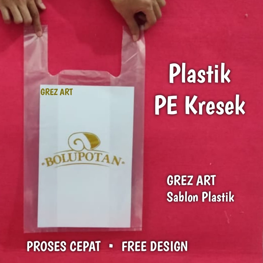 Sablon Plastik PE Kresek Bening, 24x43 FREE DESIGN