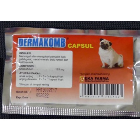 Eka Farma / Dermacomb capsul - obat kulit gudig , gatal gatal untuk anjing