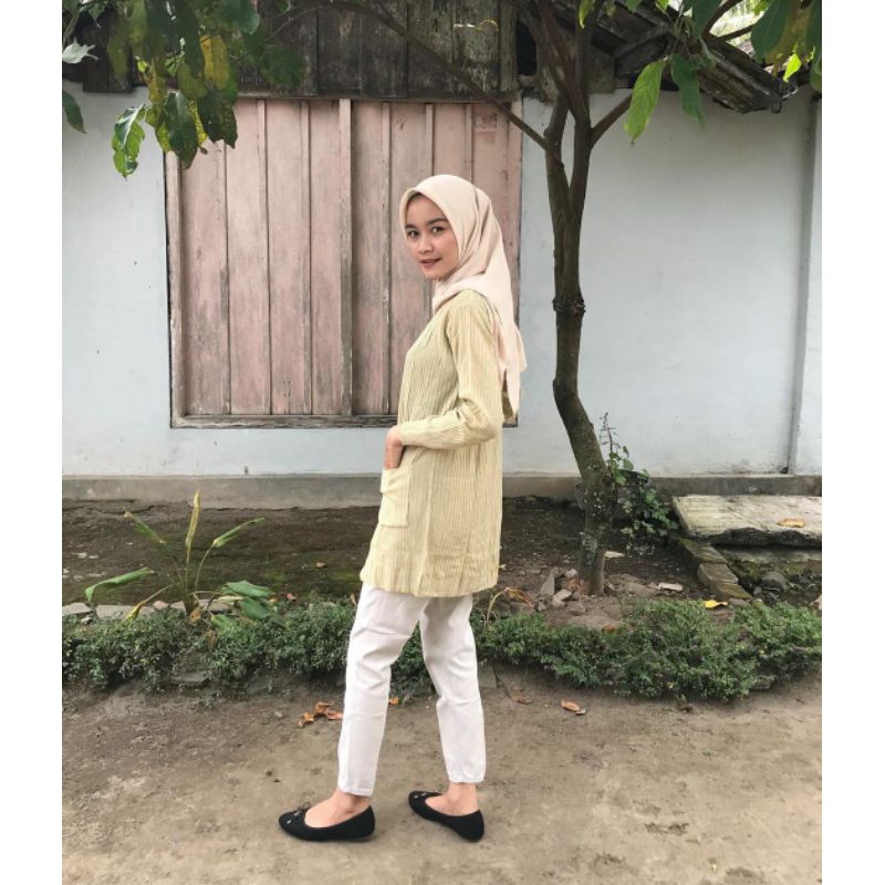 Cardigan Wanita | outerwear wanita semi long cardi pake kantong