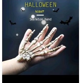 hiasan Halloween tulang tengkorak telapak tangan