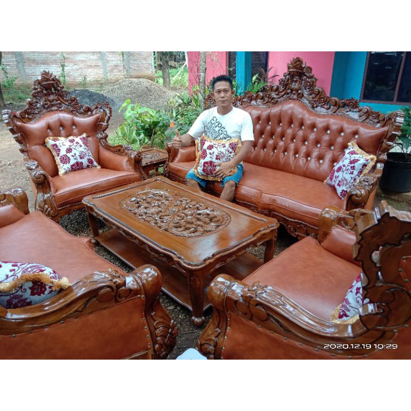 kursi tamu jati ukiran mewah mebel
