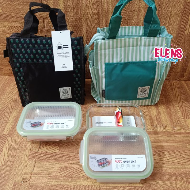 Lock n Lock lunch box glass kaca with bag