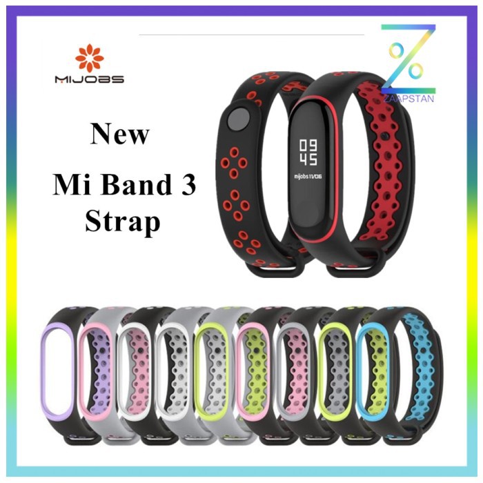 Mijobs Sport Strap Watchband Breathable Silicone Xiaomi Mi Band 3/4 - Black/Gray