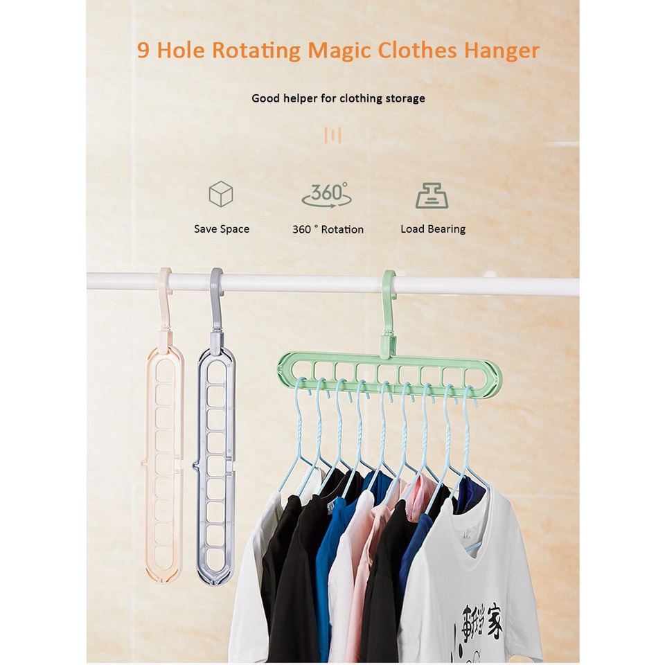Gantungan Baju Lipat Jemuran Baju Lipat Portable Hanger Travelling 9 Lubang Multifungsi