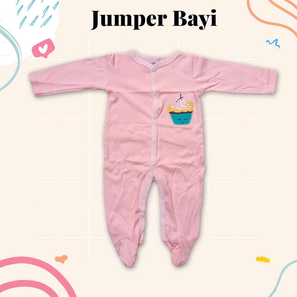 SLEEPSUIT BAJU TIDUR BAYI Cowok Cewek - Newborn s/d 12 Bulan Model Kaki Tertutup Lengan Panjang Kancing Tengah