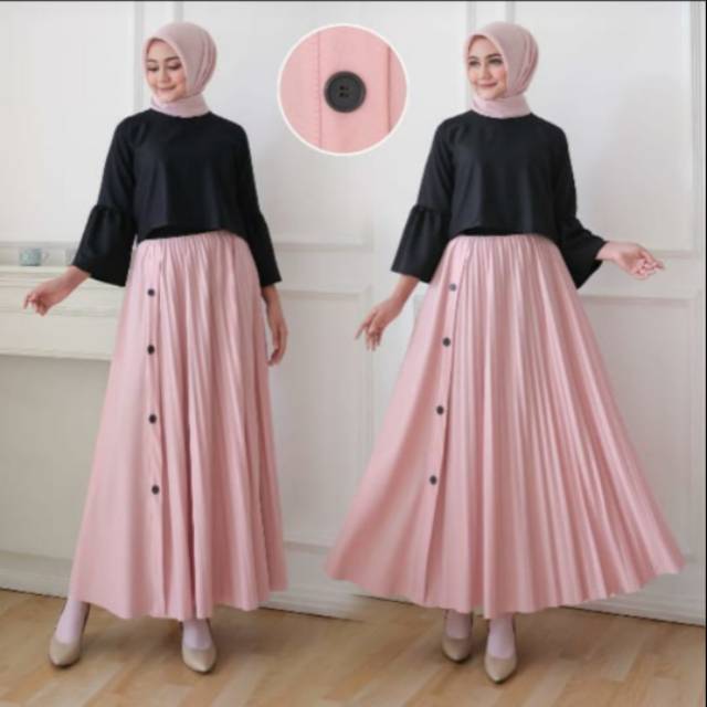 Rok Plisket Premium Kancing Samping