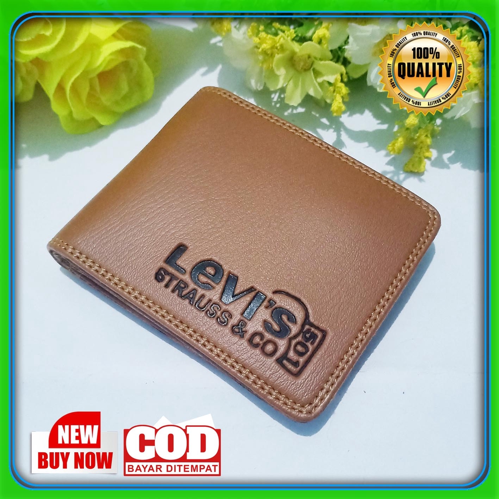 Dompet Model Lipat Bahan Kulit PVC LEVIS STRAUSS untuk Pria terbaru premium quality