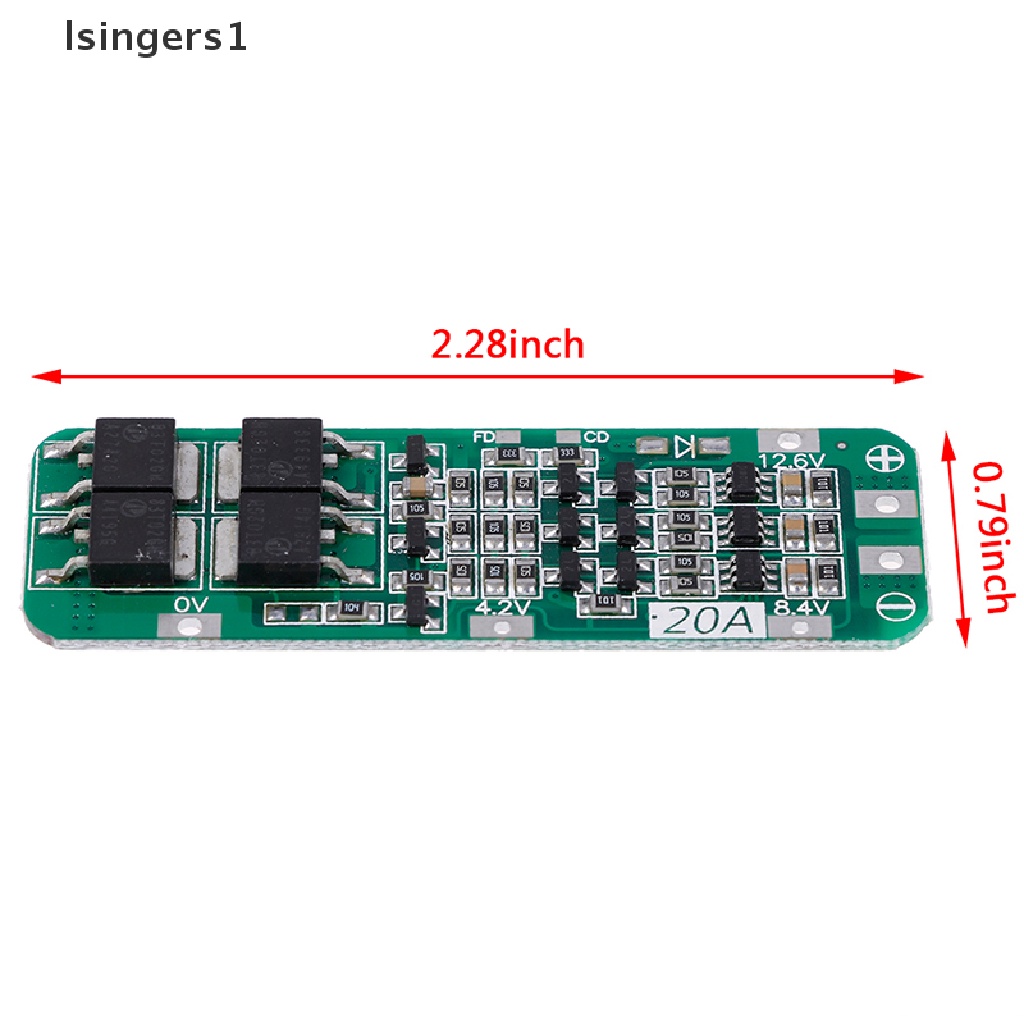 (lsingers1) Papan PCB BMS Pelindung Charger Baterai Lithium Li-ion 18650 3S 20A 12.6V