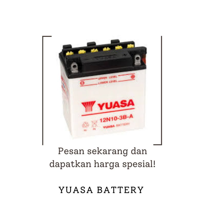 Aki Motor Aki Yuasa Basah Aki Motor Basah Aki 12Volt 10  Ampere 12N10-3B Vespa (PX-150 Excel th '90,