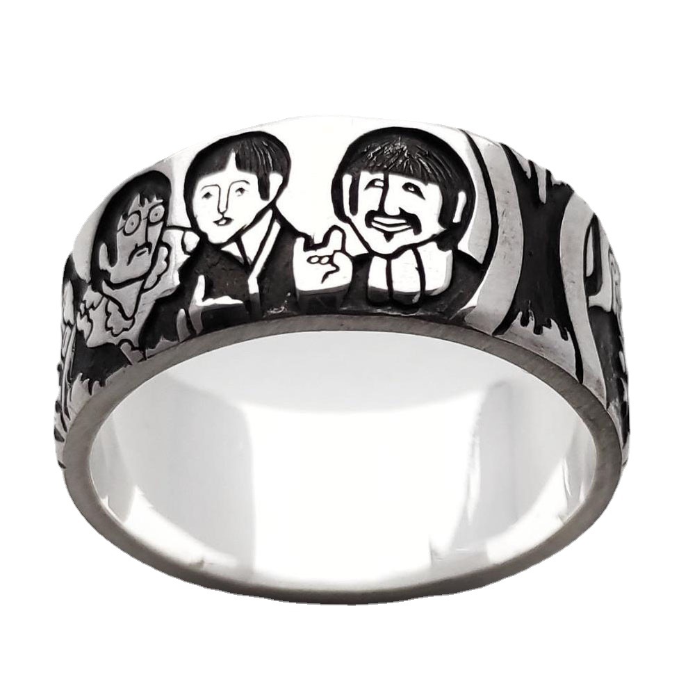 Cincin Desain Pesawat Luar Angkasa Gaya Retro Hip Hop Punk