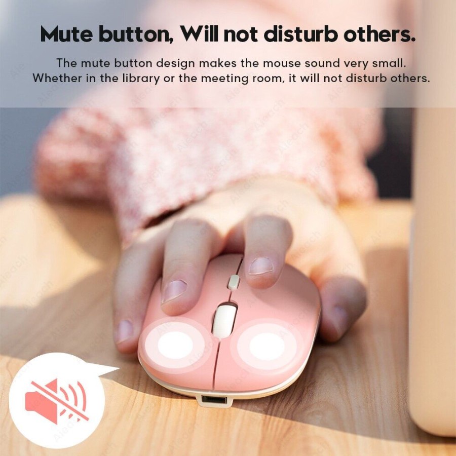 Mouse Wireless 2.4G Robotic M300 Macaron USB Rechargeable - Putih