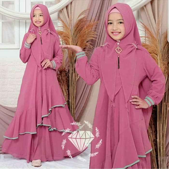 Gamis Junior Cewek Baju Muslim Anak Remaja Sd Smp Malika Incl Qh165 Gamis Anak Ravindra Dusty Jilb Shopee Indonesia