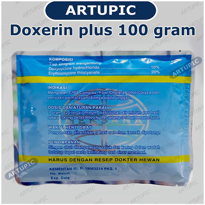 Doxerin Plus 100 gram Obat Unggas Ayam Snot Coryza CRD Pernafasan Complex Mensana Artupic