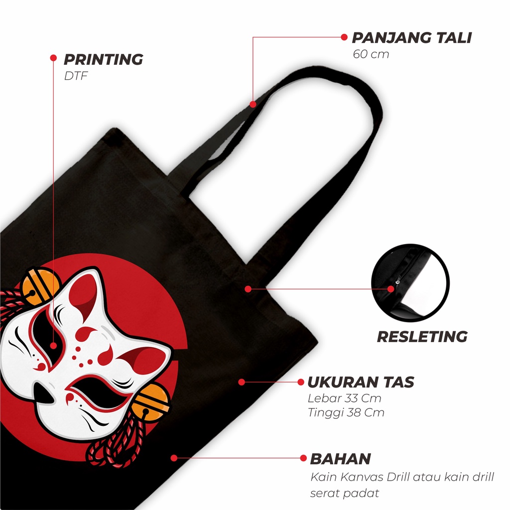 Sevine Totebag Tas Wanita Tote Bag Resleting Japanese Black Series Hitam - NPN2