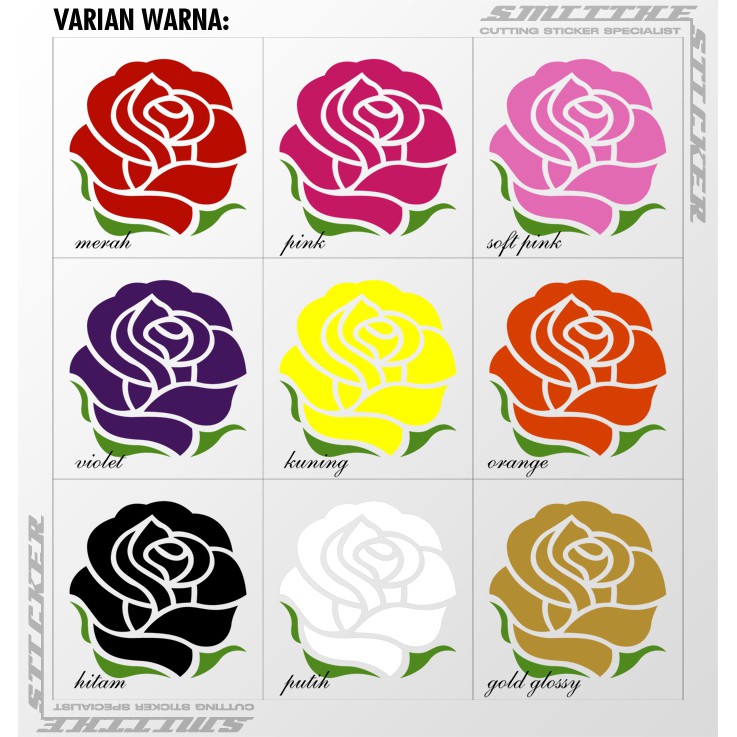 Stiker Rose Logo Bunga Mawar Cutting Sticker 2W Aksesoris Mobil Motor