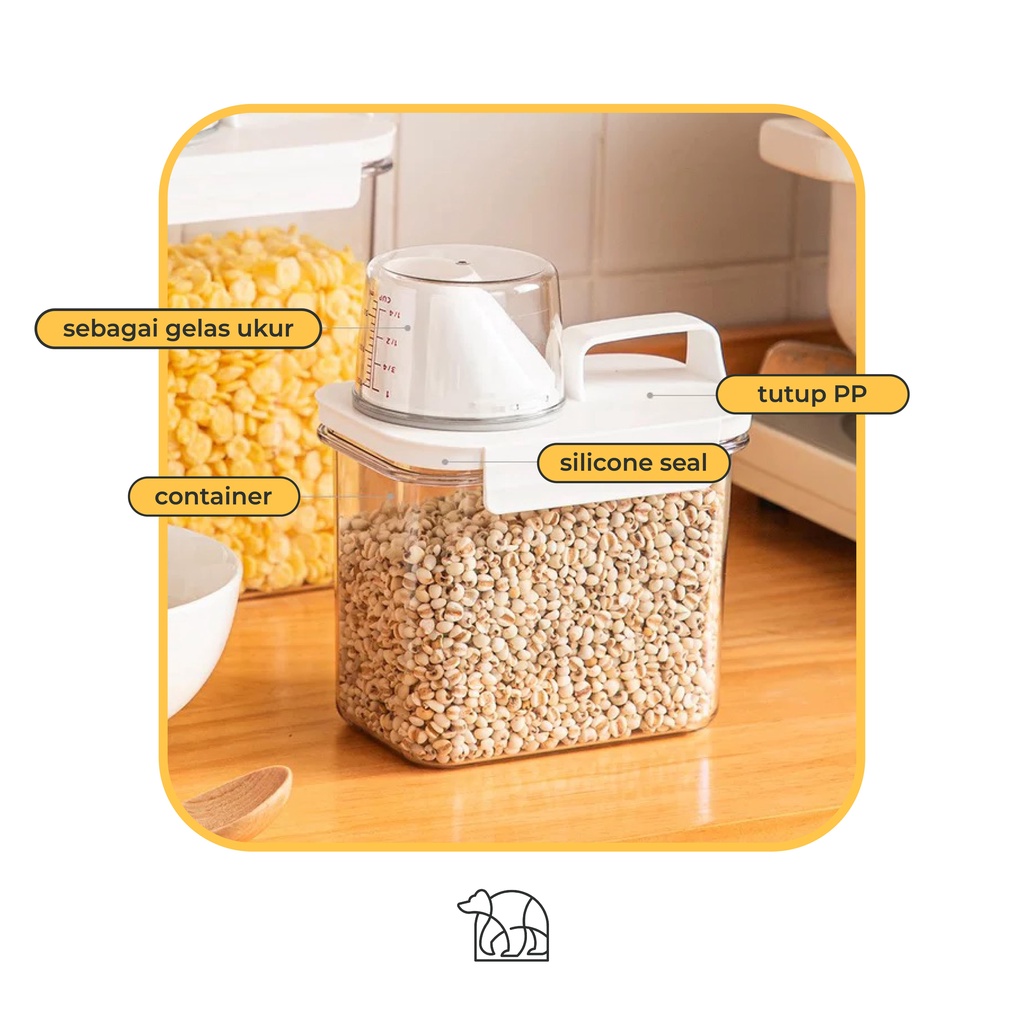 【IKONE】KATO Toples Cereal Penyimpanan Serbaguna Makanan Dry Food Container Toples Beras Biji-bijian Tempat Penyimpanan Beras