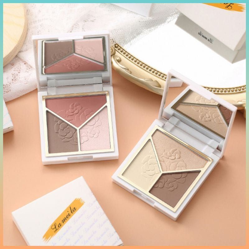 Medan Termurah Highlighter &amp; Repairing palette Tri color Powder Highlighter matte 3 warna