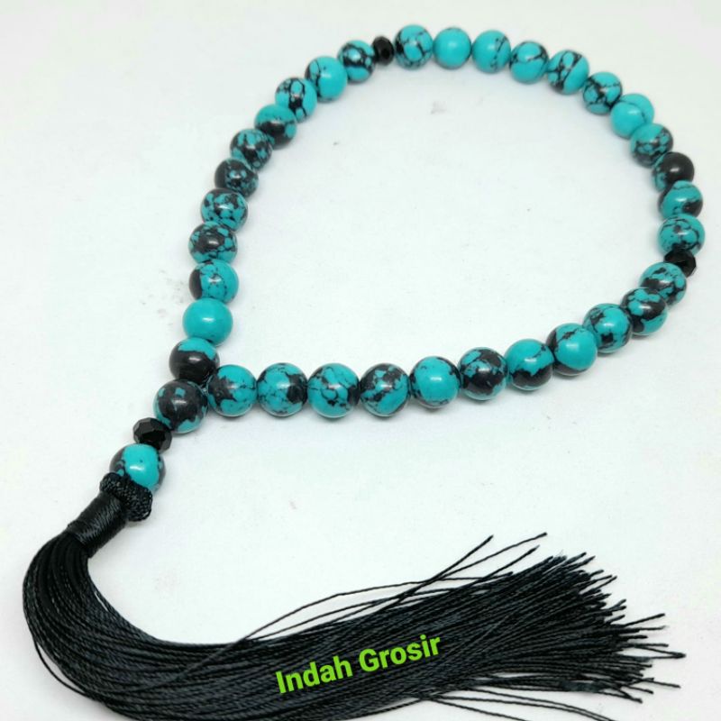 Tasbih Natural Batu Alam Pirus Turquoise 8mm 33butir Original