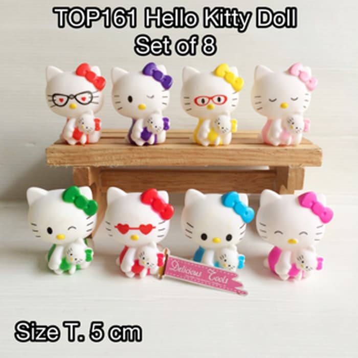 TOP161 Hello Kitty Doll set8 mainan anak hiasan kue tart ultah baking