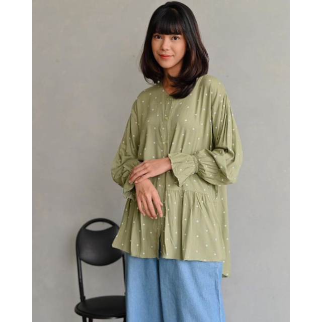KEMEJA MOTIF POLKADOT | KEMEJA WANITA | BLOUSE