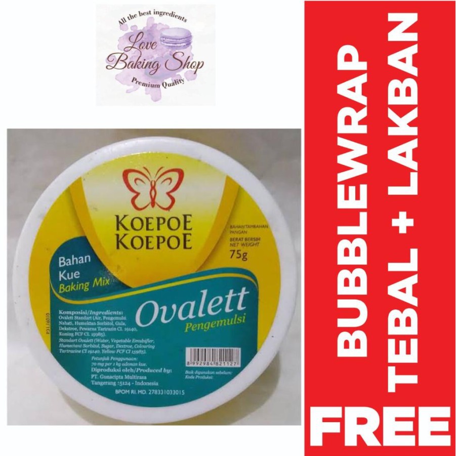 

OVALLET 75GR KOEPOE KOEPOE PENGEMULSI KUPU KUPU KUE LEMBUT HALAL BPOM