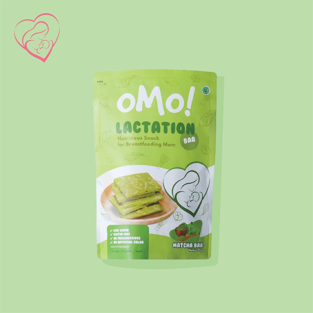 OMO! Lactation Matcha Bar – Snack Sehat Ibu Menyusui – Ukuran Besar 75 gram