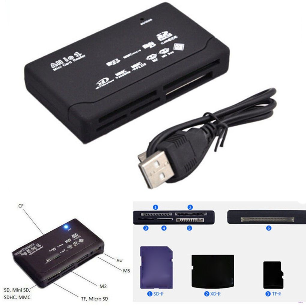 All In One Card Reader USB 2.0 SD Card Reader Adapter Support TF CF SD Mini SD SDHC MMC MS XD  huiteni