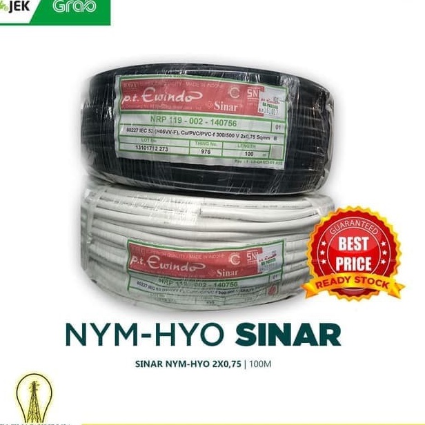 Kabel Listrik NYMHY 2x0,75mm 100M SINAR | SINAR Kabel Serabut| murah