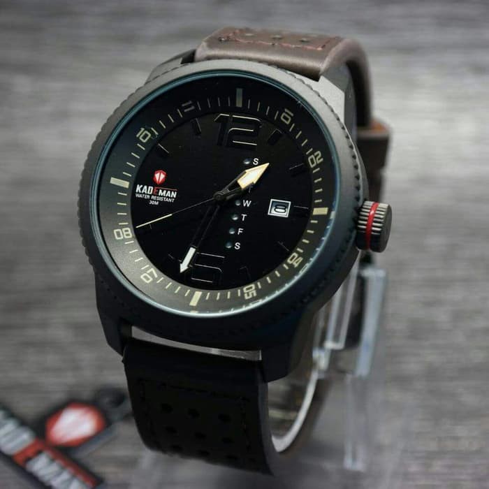 JAM TANGAN MODEL KADEMAN PRIA WATER RESIST HITAM KULIT ANALOG