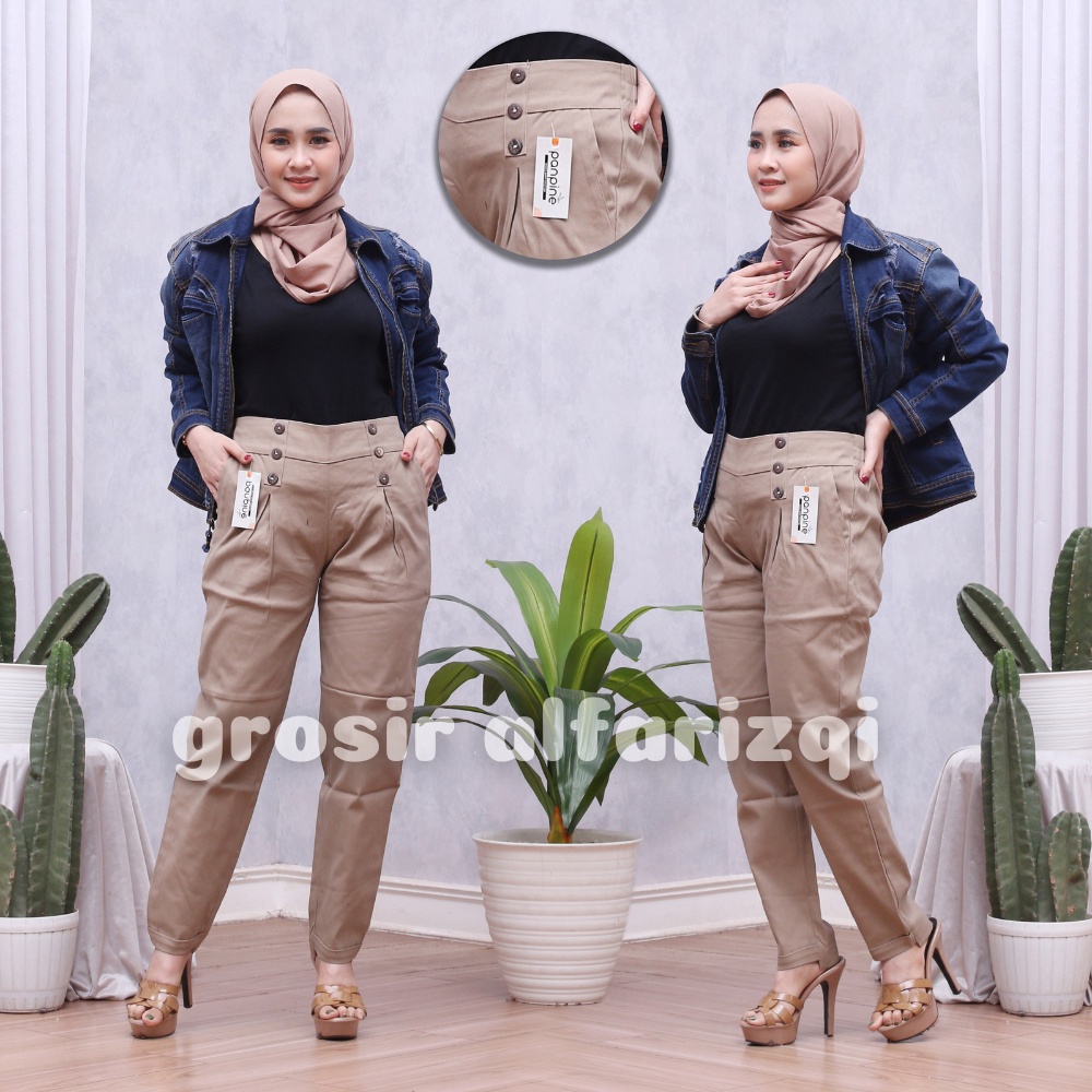 Celana Baggy Pants Wanita KEYRA Pants / Celana Panjang Wanita Pinggang Karet Jumbo Bahan Katun / Cel