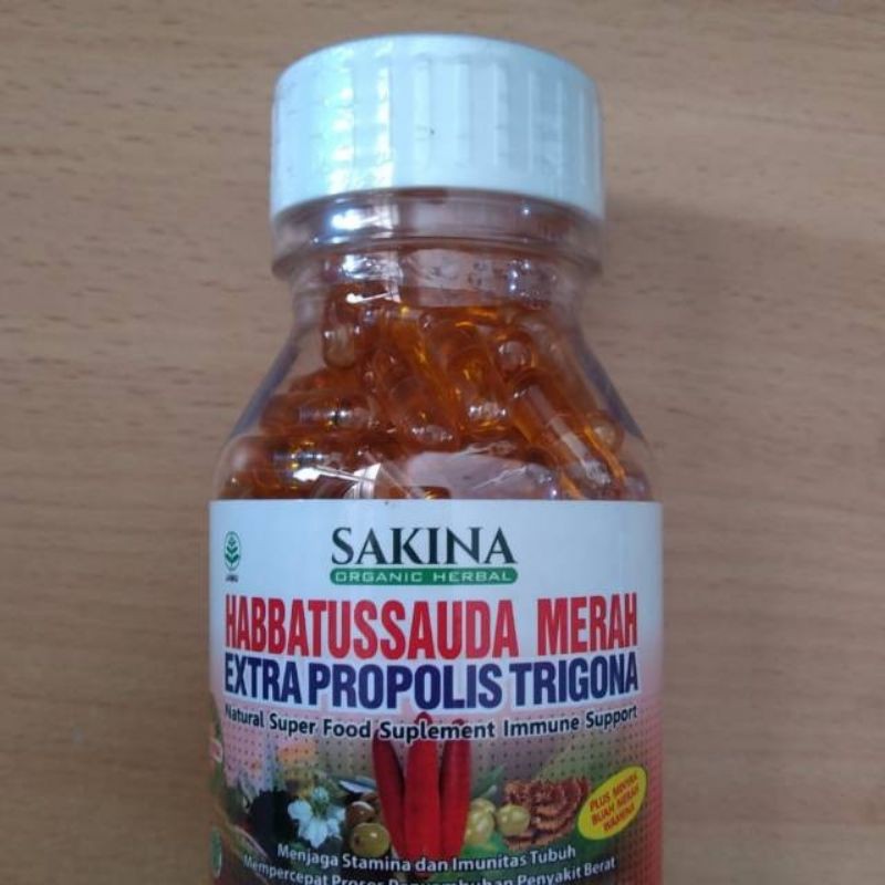 SAKINA Habbatussauda Merah Extra Propolis Trigona Kapsul Buah Merah BONUS JAHE AMH