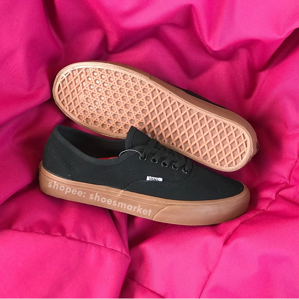 OBRAL SEPATU VANS AUTHENTIC MONO BLACK GUM LIST HITAM