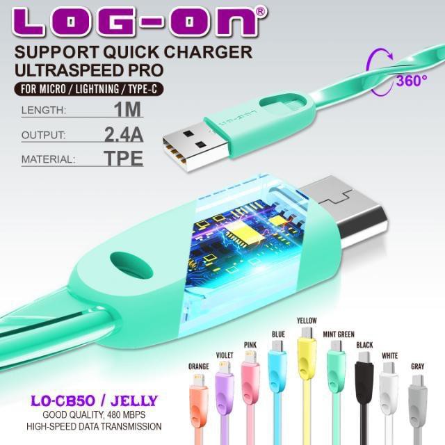 new~Kabel FAST CHARGING Jelly Micro/Android 2.4A LO-CB50 100cm LOG-ON