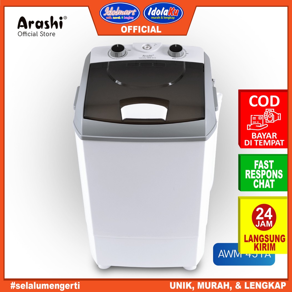 IDOLMART Arashi Mesin Cuci Portable AWM 451A / Mesin Cuci Arashi AWM 451A / Mesin Cuci Mini Portable 4.5Kg