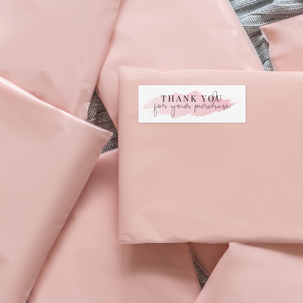 [120Pcs/Roll] Sticker Label Thank You Pink Warna Pastel / Stiker ThankYou Gulung Packaging Olshop