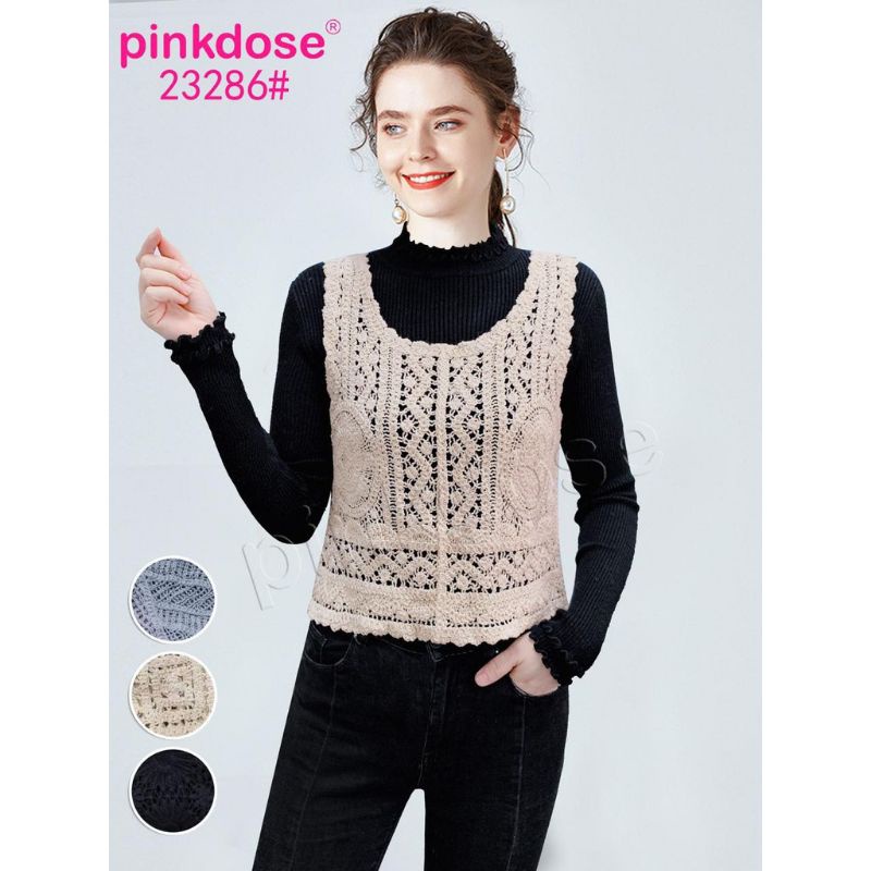 (Bisa COD) Elise Crochet Vest Rajut Import 23286/Vest Rajut/Vest Import/Vest Outer