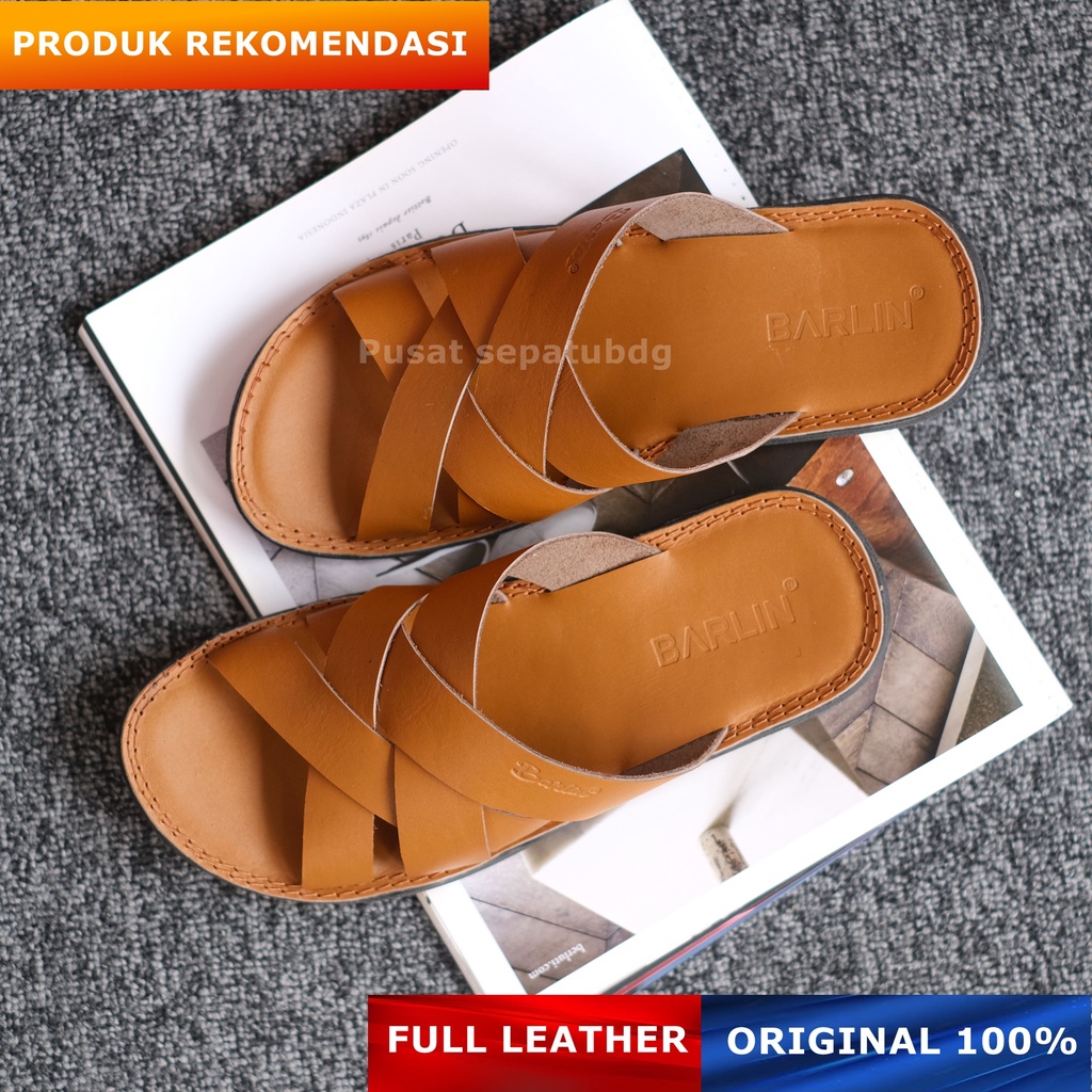 Sandal Slop Kulit Pria Distro Casual Original - Sendal Slide Kulit Casual Pria